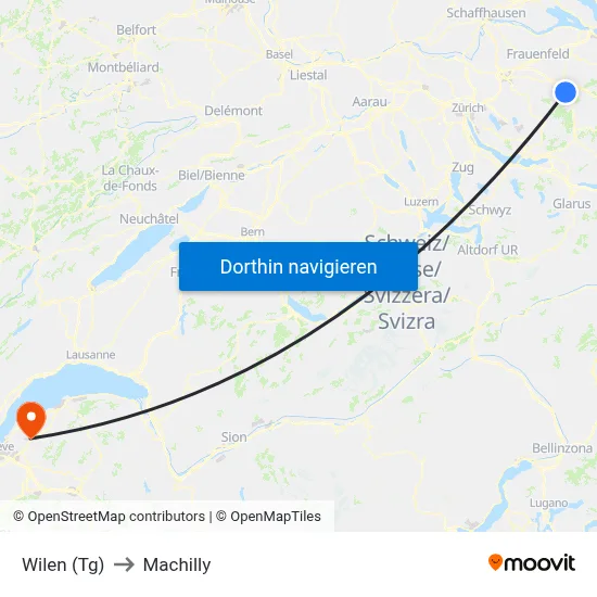 Wilen (Tg) to Machilly map
