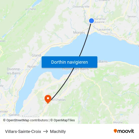 Villars-Sainte-Croix to Machilly map
