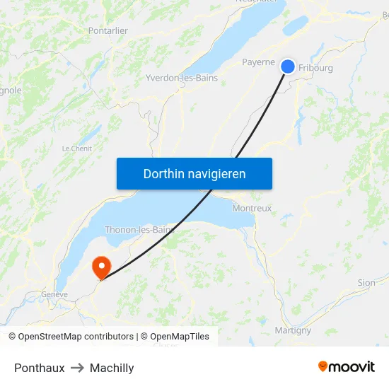 Ponthaux to Machilly map
