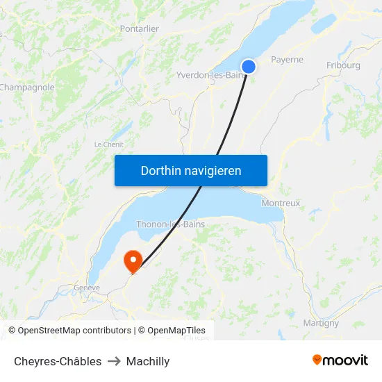 Cheyres-Châbles to Machilly map