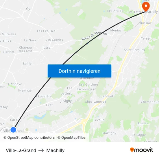 Ville-La-Grand to Machilly map