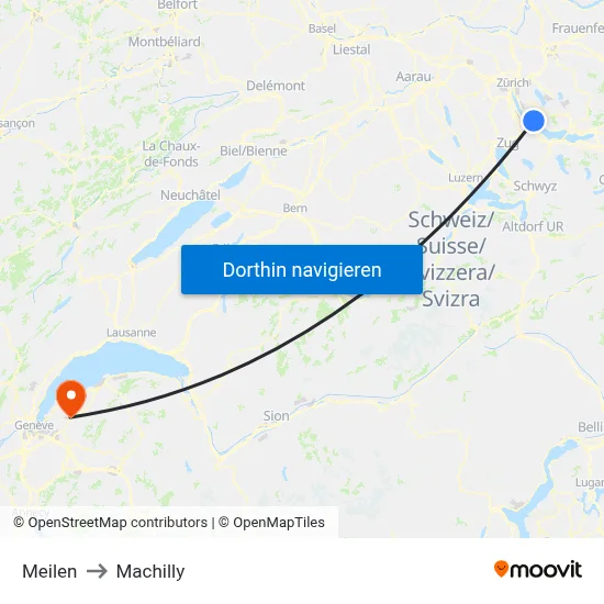 Meilen to Machilly map