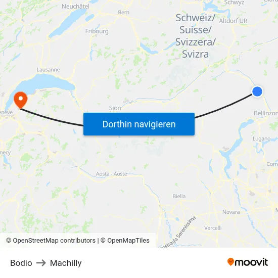 Bodio to Machilly map