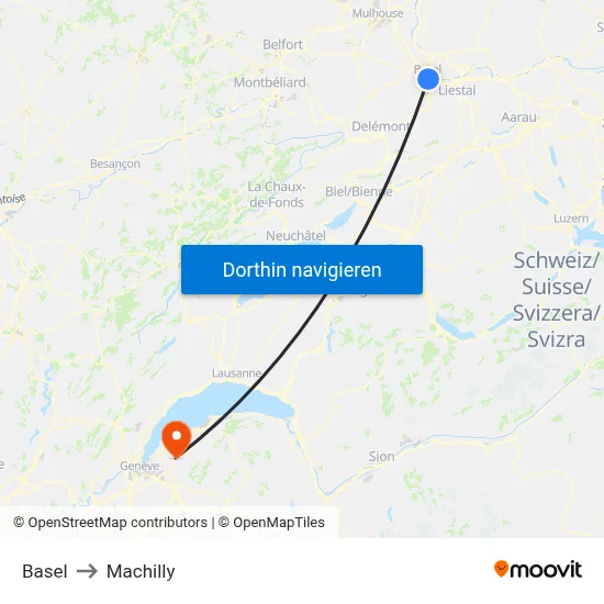 Basel to Machilly map