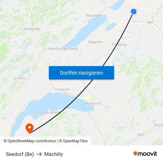 Seedorf (Be) to Machilly map