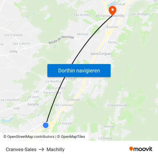 Cranves-Sales to Machilly map