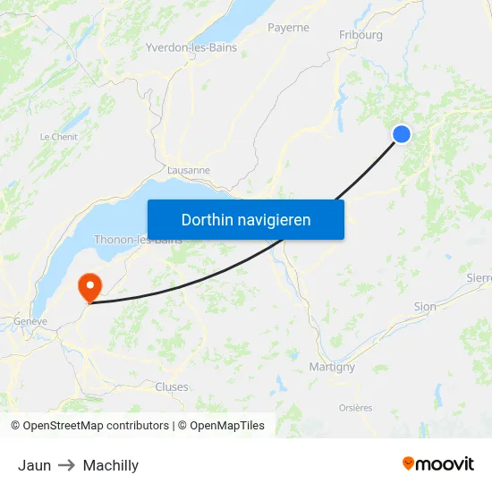 Jaun to Machilly map