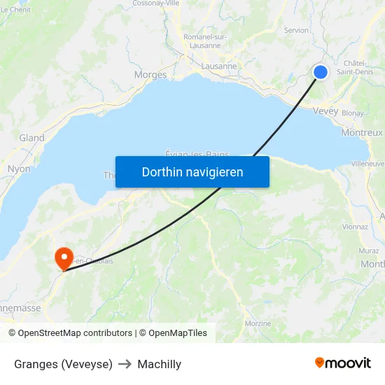 Granges (Veveyse) to Machilly map