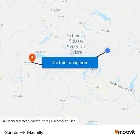 Surses to Machilly map