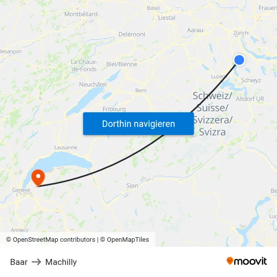 Baar to Machilly map