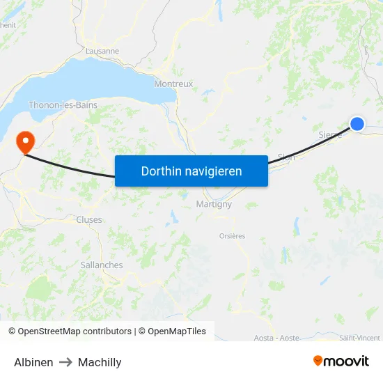 Albinen to Machilly map