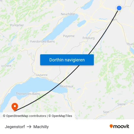 Jegenstorf to Machilly map