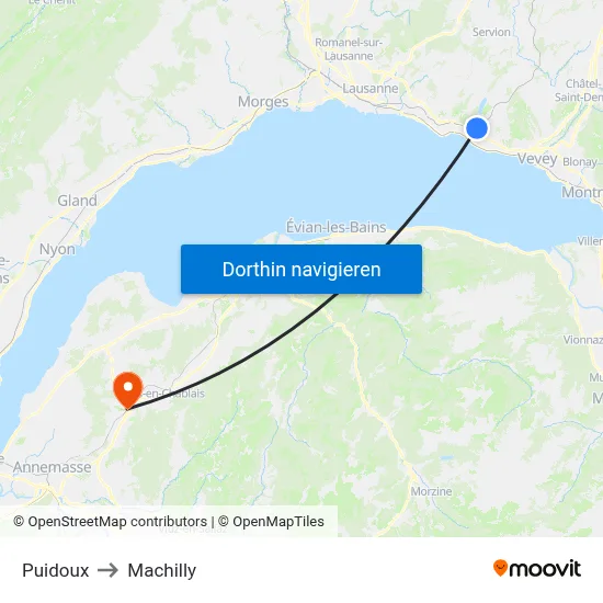Puidoux to Machilly map