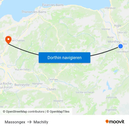 Massongex to Machilly map