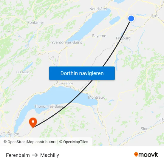 Ferenbalm to Machilly map