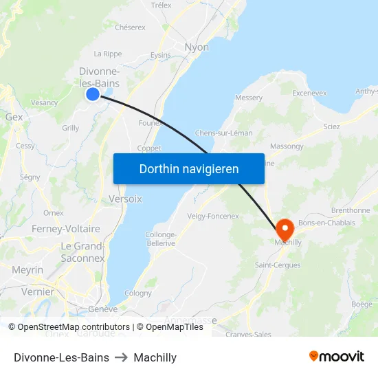 Divonne-Les-Bains to Machilly map