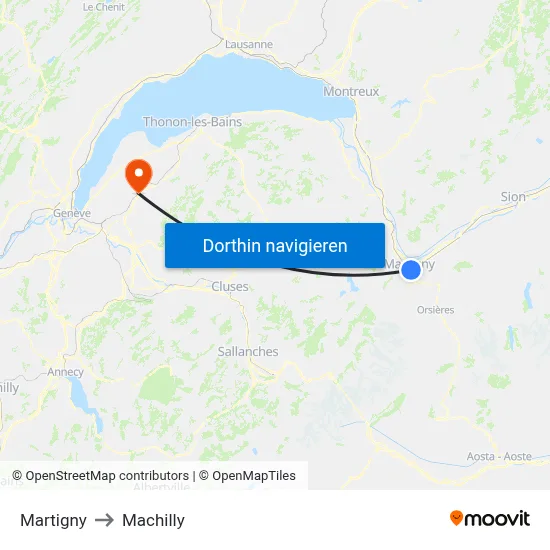Martigny to Machilly map