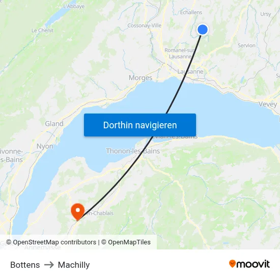 Bottens to Machilly map