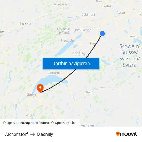 Alchenstorf to Machilly map