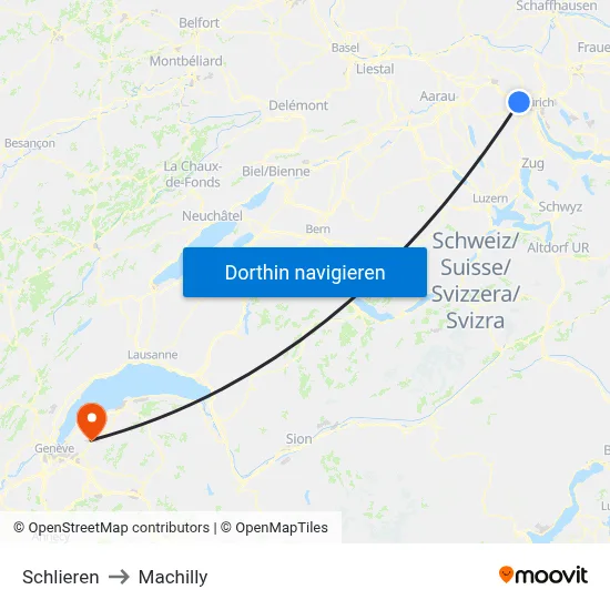 Schlieren to Machilly map