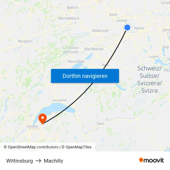 Wittinsburg to Machilly map