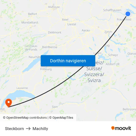 Steckborn to Machilly map