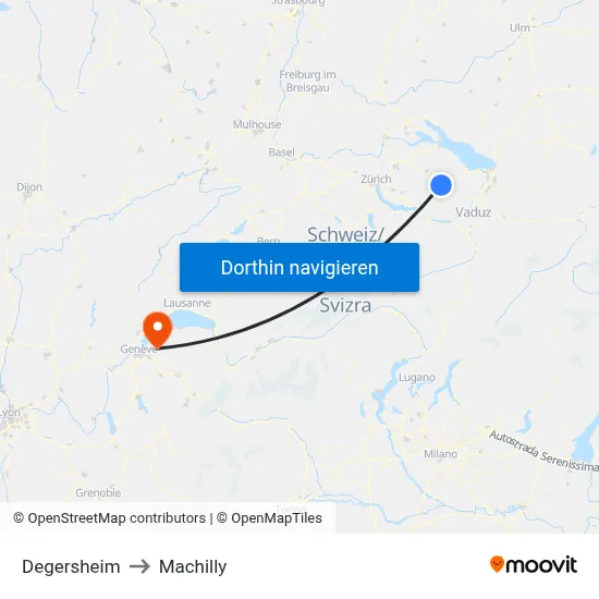 Degersheim to Machilly map