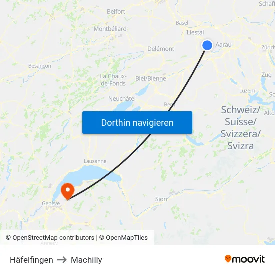 Häfelfingen to Machilly map