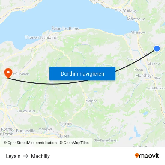 Leysin to Machilly map