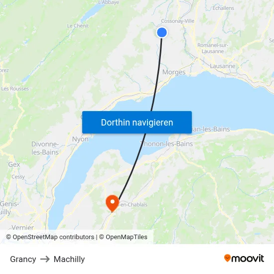 Grancy to Machilly map