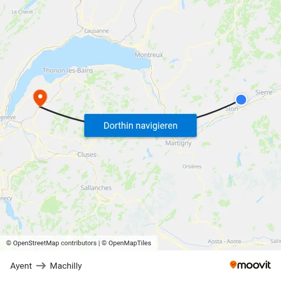 Ayent to Machilly map