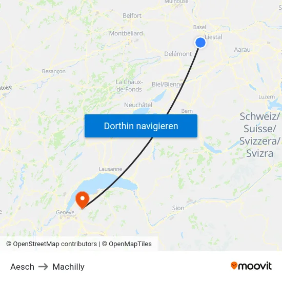 Aesch to Machilly map