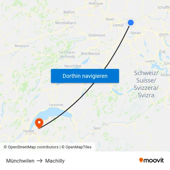 Münchwilen to Machilly map