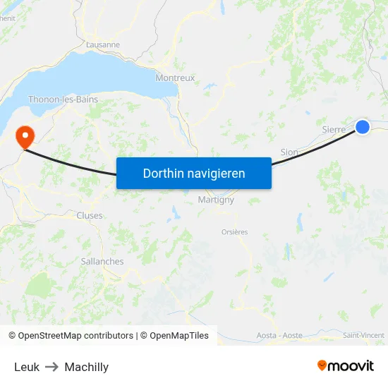 Leuk to Machilly map