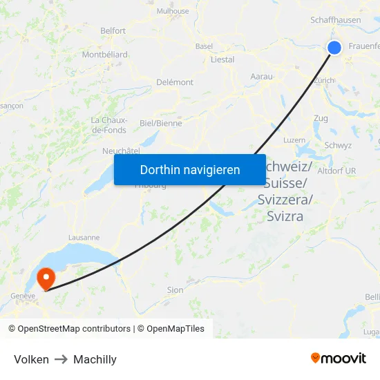 Volken to Machilly map