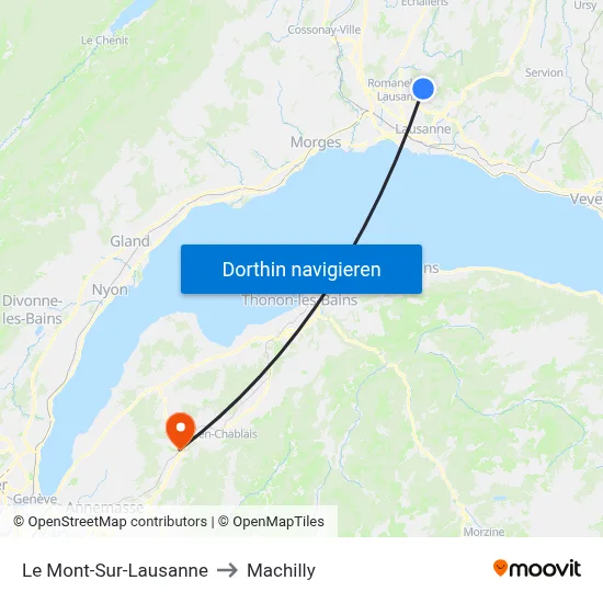 Le Mont-Sur-Lausanne to Machilly map