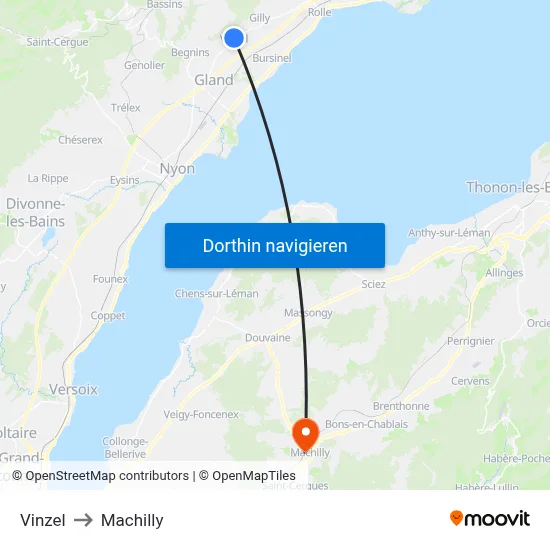 Vinzel to Machilly map