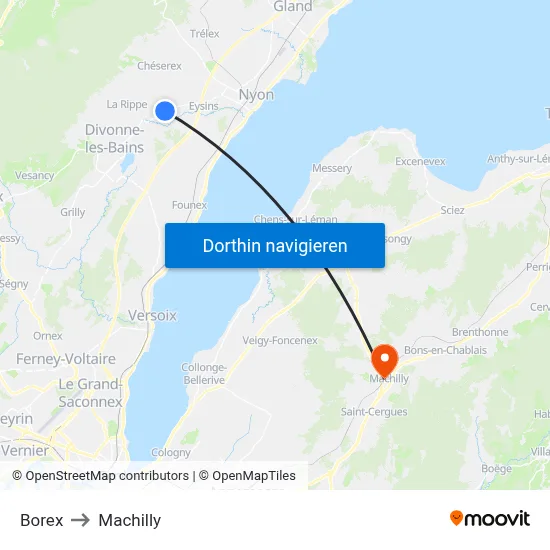 Borex to Machilly map