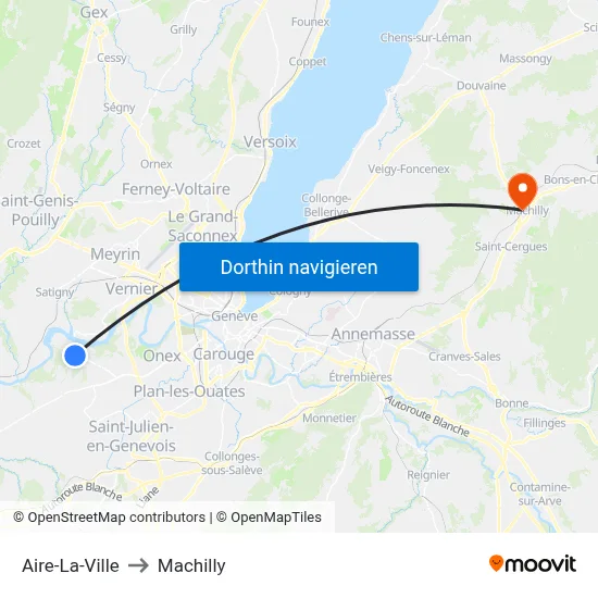 Aire-La-Ville to Machilly map