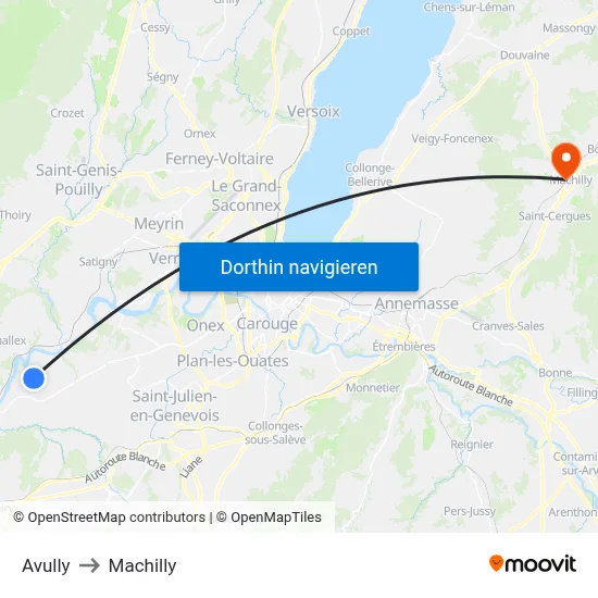 Avully to Machilly map