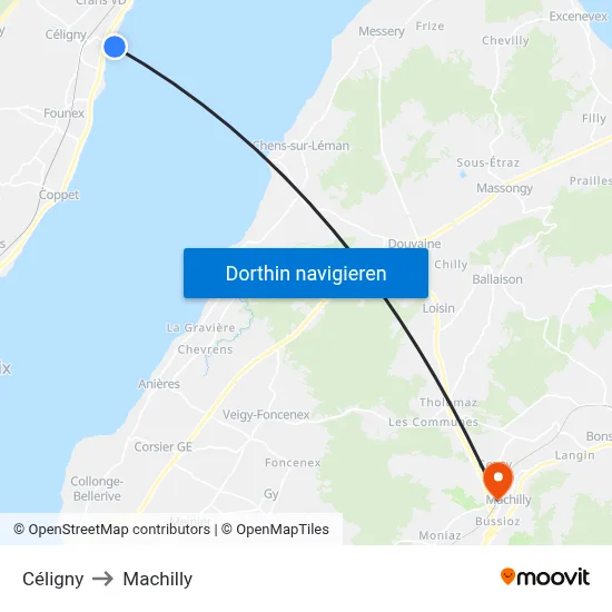 Céligny to Machilly map
