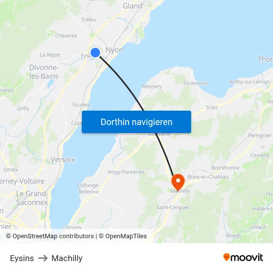 Eysins to Machilly map
