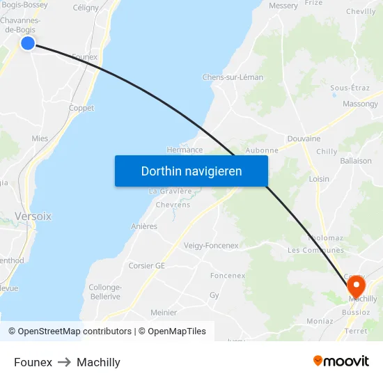 Founex to Machilly map