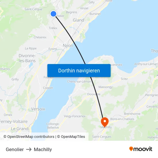 Genolier to Machilly map
