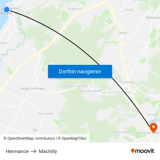 Hermance to Machilly map