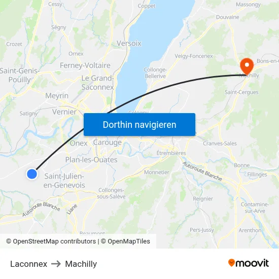 Laconnex to Machilly map