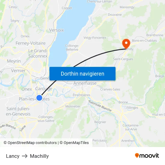 Lancy to Machilly map