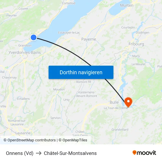 Onnens (Vd) to Châtel-Sur-Montsalvens map