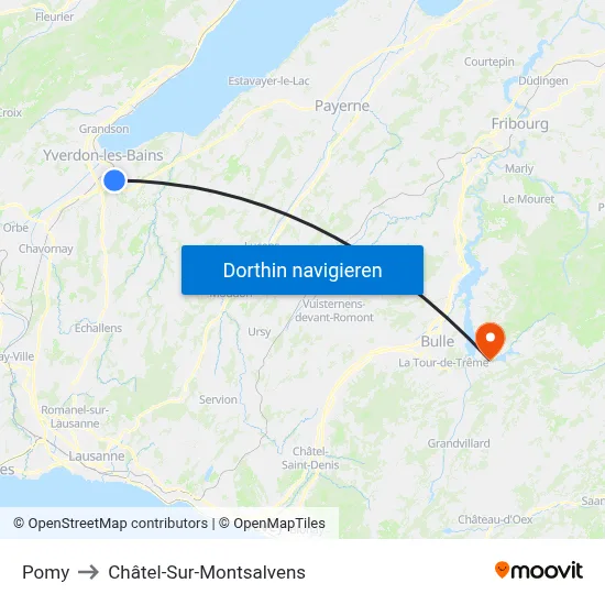 Pomy to Châtel-Sur-Montsalvens map
