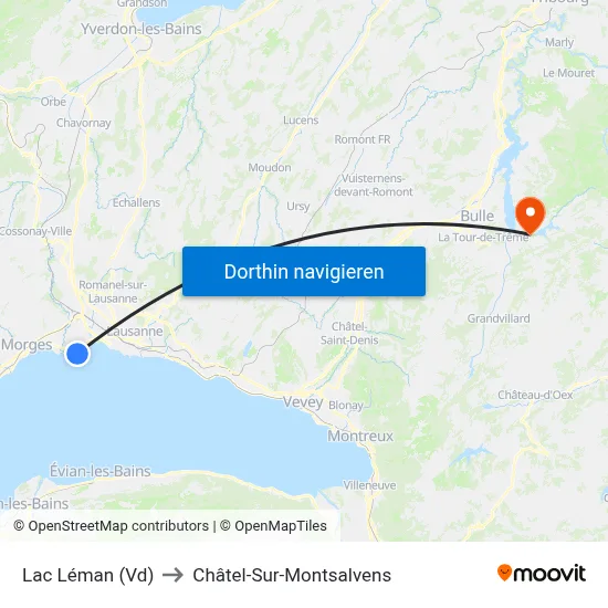 Lac Léman (Vd) to Châtel-Sur-Montsalvens map